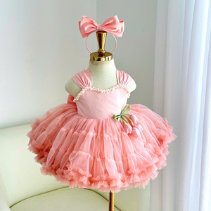 Robe de soirée princesse florale pour filles 181, en tulle doux, avec col perlé et détail taille tulipe, personnalisable, vente en gros - Product Image 4