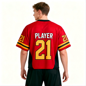 Maillots de football 100% coton pour hommes, tenues de sport respirantes à séchage rapide, ensembles à col en V avec numéros et noms d'équipe - Product Image 3