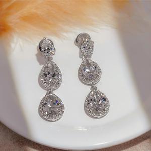 Pendientes de oro de 14 quilates con diamantes cultivados en laboratorio, certificados por IGI, con corte de pera, tipo argolla, para mujer, joyería fina nupcial. - Product Image 1