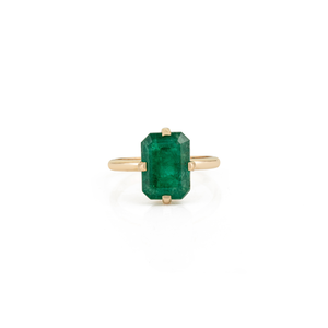 Fabricante Mayorista de Anillos de Compromiso de Oro Amarillo de 18K Hechos a Mano con Esmeralda de Una Sola Piedra, Joyería de Última Tendencia - Product Image 1