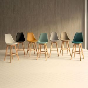Modern Counter Height Bar <b>Stool</b> with Solid <b>Wood</b> Frame, Nordic High Bar Chair with Ergonomic for Kitchen Island, Restaurant, Café - Product Image 4