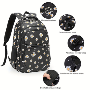 3PCS Girls Daisy Custom Print School Backpack <b>Set</b> Insulated <b>Lunch</b> Bag Pencil Case Large Capacity Waterproof Wholesale - Product Image 5