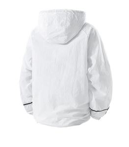Unisex Hooded Windbreaker <b>Jacket</b> White Polyester Quick Dry Sporty Zipper Closure Regular Fit <b>Summer</b> <b>Lightweight</b> Outerwear - Product Image 5