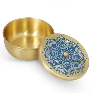 Conteneur décoratif en métal pour fruits secs, finition laiton, rangement de cuisine, cadeau festif, organisateur de service haut de gamme pour la maison, produits utilitaires - Product Image 6