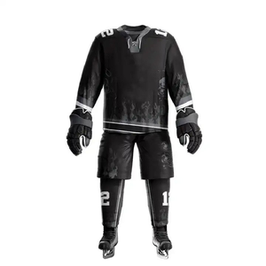 Tenues de hockey sur glace entièrement personnalisées avec impression par sublimation, service OEM ODM, ensemble 2 pièces à manches longues et shorts - Product Image 2