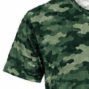 T-shirt camouflage vert forêt pour homme, manches courtes, col rond, imprimé camouflage, entraînement en plein air, fitness, entraînement, vêtements de sport performants - Product Image 4