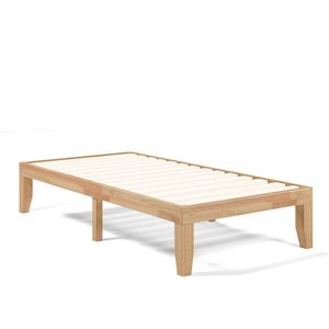 Base letto matrimoniale in legno massello di gomma con doghe in legno, stile moderno in MDF, personalizzabile, mobili da camera in rovere - Product Image 1