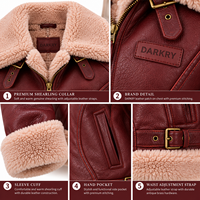 Veste en cuir bordeaux pour femme, doublée en sherpa, chaude pour l'hiver, manteau en fausse fourrure marron, vêtement d'extérieur zippé, style motard tendance