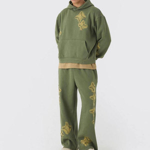 Conjunto Deportivo de Invierno para Hombre, Talla Grande, con Bordado de Lujo, Lavado Ácido, Estampado, 2 en 1, Sudadera y Pantalones Deportivos, 100% Algodón - Product Image 1