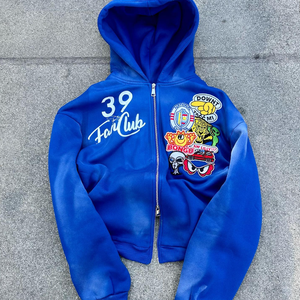 Custom Designer 500GSM Veste Streetwear à capuche avec fermeture éclair de haute qualité pour l'hiver 100% coton avec logo personnalisé - Product Image 3