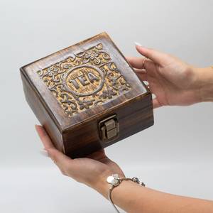 Caja de Almacenamiento de Especias de Madera de Teca Rústica Hecha a Mano de la Mejor Calidad con Contenedor Resistente a la Humedad para Especias, Hierbas y Bolsitas de Té - Product Image 2