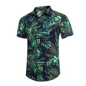 เสื้อยืดแขนสั้นพิมพ์ลายต้นปาล์มสำหรับผู้ชาย ทรงปกติ สวมใส่สบาย คอกลม ระบายอากาศได้ดี ผลิตจากผ้าโพลีเอสเตอร์ถัก - Product Image 3