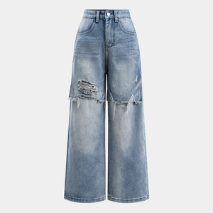 Pantalones Vaqueros Casuales de Mezclilla para Mujer, Corte Recto, con Bolsillos y Pedrería, Tallas Grandes - Product Image 3