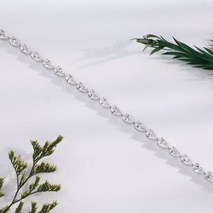 Luxury White Gold Pear Cut Diamond Tennis <b>Bracelet</b> Elegant Teardrop Link Chain <b>Bracelets</b> Wedding Fine Jewelry Gift And Party - Product Image 2