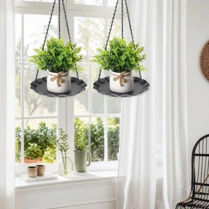 Pot de fleurs suspendu en métal rustique avec finition thermolaquée pour une utilisation en intérieur et en extérieur - Product Image 5