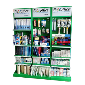Flexoffice Metal Retail <b>Display</b> <b>Rack</b> Tiered Shelves Freestanding Vertical Pre Assembled Modern Style for Office Supplies - Product Image 1