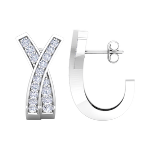 Pendientes de Aro en Forma de X, Chapados en Oro Blanco de 18K, con Diamantes, Joyería Elegante para Mujer, Regalo - Product Image 1