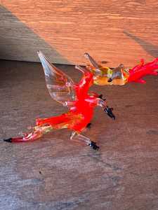 Handmade Glass Dragon Figurine <b>Red</b> Orange Wings Contemporary Art Decor Tabletop <b>Vase</b> Irregular Shape Glass Crystal Sculpture - Product Image 5