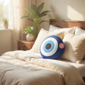 Evil Eye Plush Pillow Geometric Pattern Blue White Black Kids Decorative Cushion Soft Filled For Home <b>Sofa</b> <b>Bed</b> All Season Use - Product Image 5