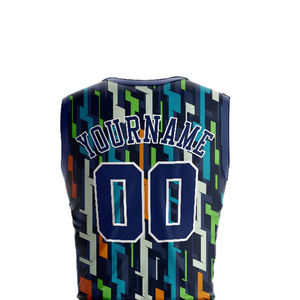 Custom Sublimated Basketball Jersey Geometric Print Sleeveless Mesh <b>Athletic</b> Fit Unisex Adult Moisture Wicking V-Neck Tank Top - Product Image 1