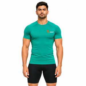 <b>Mens</b> Gym <b>Compression</b> Tee 210 GSM Polyester Spandex Breathable Stretch Workout Performance <b>Shirt</b> OEM Manufacturer - Product Image 1