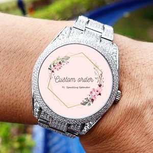 Reloj Personalizado con Esfera Azul Cielo Romano, con Moissanita VVS, Estilo Hip Hop, con Incrustaciones de Diamantes, Movimiento Mecánico, para Fiestas y Eventos de Moda - Product Image 1