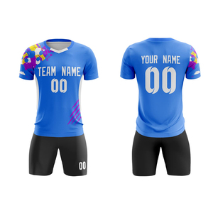 Nouveaux uniformes de football personnalisés de haute qualité pour adultes, ensemble respirant, séchage rapide, antibactérien, manches courtes, col en V, 100% polyester - Product Image 1
