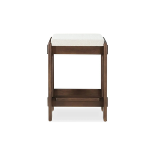 Contemporary Walnut Solid Wood Bar <b>Stool</b> with Fabric Cushion <b>Seat</b>, Minimalist Counter Height <b>Stool</b> for Kitchen Island & Home Bar - Product Image 4