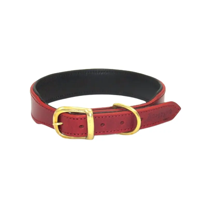 Brown strong high and heavy qualities best basic naturally customized adjustable leather beads dog collar soft padded