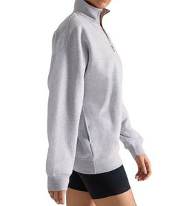 Sweat-shirt pour femme 100% coton, fabricant en gros, fermeture éclair quart de tour, tissu polaire, impression de logo personnalisée avec paillettes sur le devant - Product Image 4