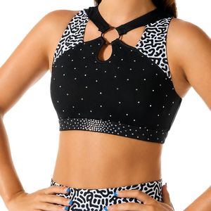 Tenue de scène pour femmes avec strass, haut court et short extensible, costume de danse scintillant pour cheerleading et compétition - Product Image 3