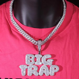 Big Trap Moissanite Diamond Pendant 925 <b>Silver</b> Hiphop Chain Necklace Men's Themed Letter <b>Charm</b> Everyday Wear - Product Image 5