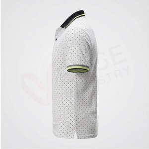 Polo à manches courtes pour homme, imprimé à pois blancs, décontracté, respirant, tricoté, coupe classique, 100% polyester - Product Image 3