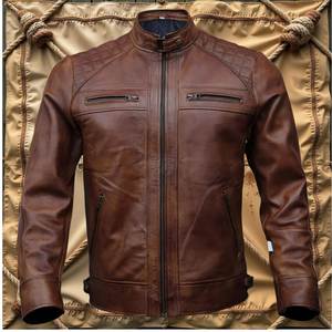 Chaqueta de cuero de primera calidad para hombre, estilo invierno, con cuero original, en oferta online a bajo precio. - Product Image 4