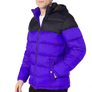 Chaqueta acolchada con capucha para hombre, color rojo marino, a prueba de viento, informal, de invierno, gruesa, con relleno de poliéster y cremallera - Product Image 3