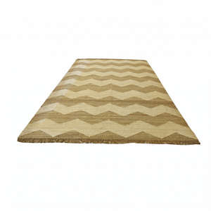 Tapis DECORDEC en laine beige naturelle, à motif floral, tissage plat, antidérapant, écologique, motif neutre, pour salon, hôtel - Product Image 2