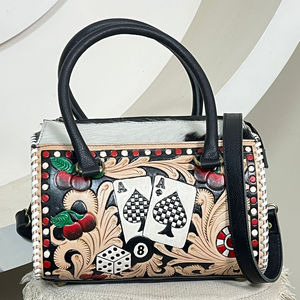 Bolsa de Viaje a Cuadros de Cuero Vacuno Genuino Hecha a Mano con el Último Diseño, Bolsa de Fin de Semana de Lujo para Unisex - Product Image 4
