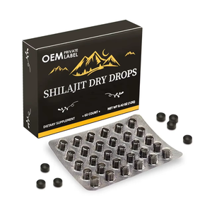 OEM Shilajit Dry Drops 60 <b>Tablets</b> Himalaya Shilajit Resin With 85% Minerals & Fulvic Acid for Energy <b>Metabolism</b> Immune Support - Product Image 1