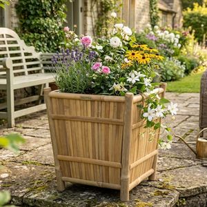 Pot de plante en bambou écologique, fait main, pour la décoration intérieure et extérieure - Product Image 1