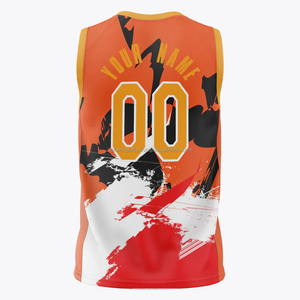 เสื้อบาสเก็ตบอลแบบซับลิเมชั่นสั่งทำพิเศษ แขนกุด คอวี ผ้าตาข่าย โพลีเอสเตอร์ 100% ระบายเหงื่อได้ดี พิมพ์ชื่อทีมและหมายเลข สำหรับผู้ใหญ่ ใส่ได้ทั้งชายและหญิง - Product Image 4