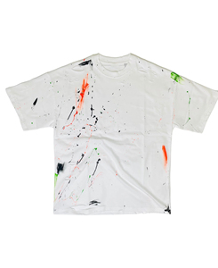 T-shirt blanc à manches courtes pour homme 2026 High Street, motif éclaboussures peint à la main, coupe classique, décontracté, 100 % coton jersey, col rond - Product Image 4