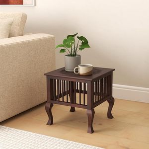 Wooden Side <b>Table</b> Square Accent <b>Table</b> Carved Sunburst Top <b>Bedside</b> End <b>Table</b> Home Decor - Product Image 3