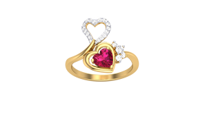 แหวนสัญญาประดับอัญมณีสีแดงรูปหัวใจอันงดงามและละเอียดอ่อนในตัวเรือนทองสำหรับเธอ เครื่องประดับชั้นดี - Product Image 6