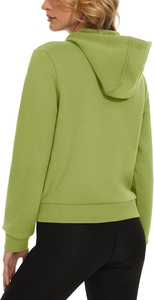 Sudadera con capucha y cremallera para mujer, color sólido, manga larga, tejido de algodón, transpirable, para otoño - Product Image 1