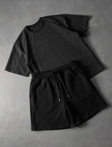 Conjunto Deportivo para Hombre, Sudadera de Manga Corta con Cuello Redondo y Pantalones Cortos con Cintura Elástica y Cordón Ajustable, Ropa Casual para Gimnasio - Product Image 5