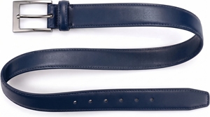 Ceinture pour homme en cuir de vache véritable, formelle et décontractée, avec boucle à ardillon en acier, longueur personnalisable, bleu marine de qualité supérieure, OEM - Product Image 3
