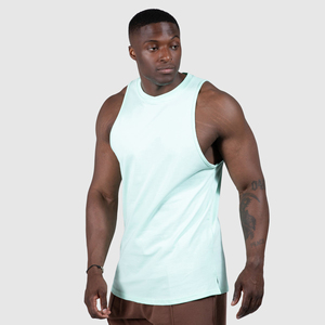 T-shirt décontracté sans manches pour homme, tendance, 100% coton, logo uni sur le devant, tissu jersey 180g, t-shirt sans manches pour homme - Product Image 2