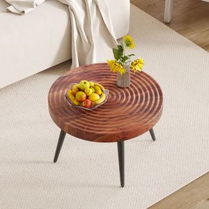 Tavolino da Caffè Moderno Rotondo da 23,6 Pollici con Texture Anulare, Durevole e Robusto, Processo di Stampaggio a Suzione Squisito - Product Image 2