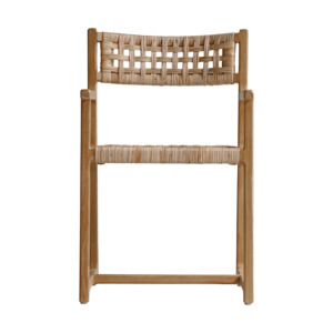 La chaise de salle à manger Othonoi a un cadre en teck et un siège en rotin tressé, couleur bois naturel, pour une utilisation en intérieur. - Product Image 2