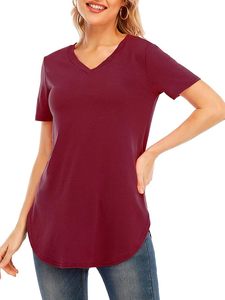 T-shirt pour femmes Pastel Macaron, coupe ample décontractée, col en V, manches courtes, été - Product Image 1